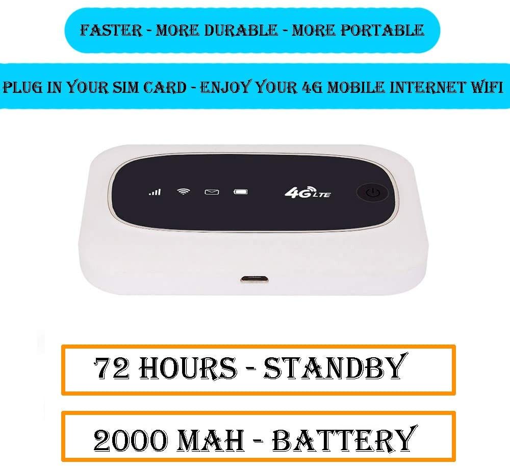 wireless router KuWFi 4G LTE Mobile WiFi Hotspot Travel Router Partner Wireless SIM Routers with SD SIM Card Slot Support LTE FDD/TDD Work for USA/CA/