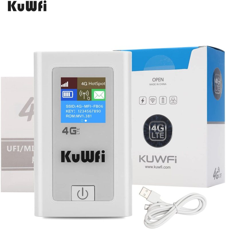 KuWFi Portable 5200mAH Power Bank 3G 4G Wireless Router 150Mbps cat4 4G Mobile WiFi Hotspot with SIM Card Slot Work with EU Asia (sim Card not Include