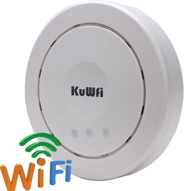 KuWFi Ceiling Wireless Access Point,Ceiling-Mount Wireless Network Indoor Access Ponit PoE Long-Range WiFi AP Router Signal for Whole Home Coverage Wi
