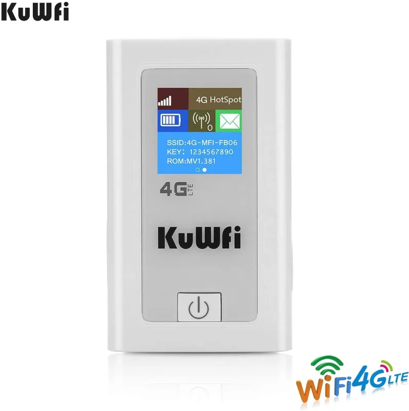 KuWFi Portable 5200mAH Power Bank 3G 4G Wireless Router 150Mbps cat4 4G Mobile WiFi Hotspot with SIM Card Slot Work with EU Asia (sim Card not Include