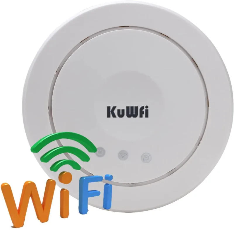 KuWFi Ceiling Wireless Access Point,Ceiling-Mount Wireless Network Indoor Access Ponit PoE Long-Range WiFi AP Router Signal for Whole Home Coverage Wi