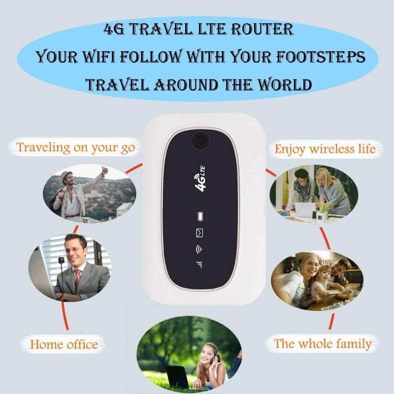 wireless router KuWFi 4G LTE Mobile WiFi Hotspot Travel Router Partner Wireless SIM Routers with SD SIM Card Slot Support LTE FDD/TDD Work for USA/CA/