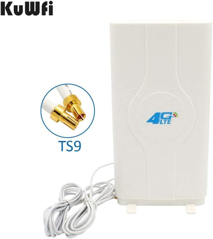 KuWFi 4G LTE External Panel Antenna,4G LTE MIMO Antenna 2* SMA/2* CRC9/2* TS9 Male Connector 3g 4g Lte Antenna 700~2600mhz 88dbi Mobile Antenna Booste