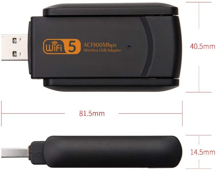 KuWFi USB3.0 WiFi Adapter 1900Mbps Dual Band 2.4Ghz + 5.8Ghz Wi-fi Dongle Computer 802.11AC Network Card with 2 Antennas Hi-Speed for business trip