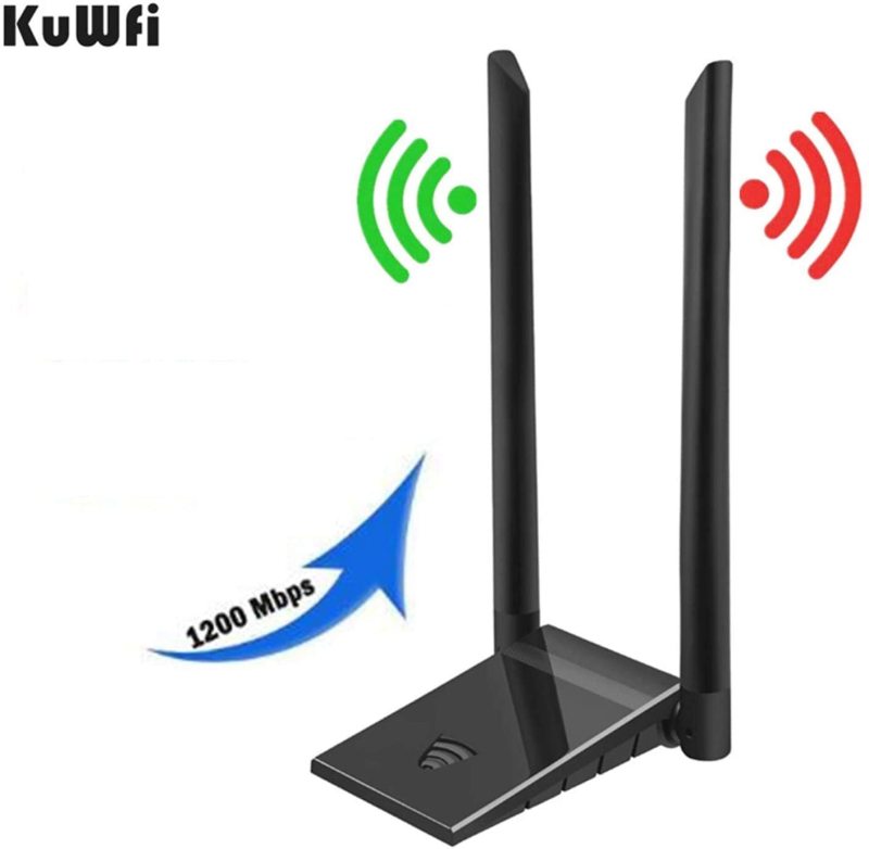 KuWFi WiFi Adapter 1200Mbps USB3.0 Cable Dual 5dBi Antenna Ethernet Dongle Support Windows XP/Vista / 7/8/10 Mac