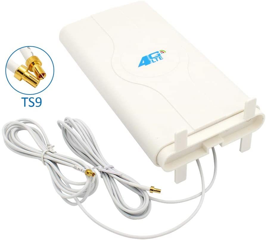KuWFi 4G LTE External Panel TS9 Antenna,4G LTE MIMO Antenna 700-2600Mhz with 2- TS9 Male Connector Booster Panel Antenna with 2 Meters Cable 88dBi