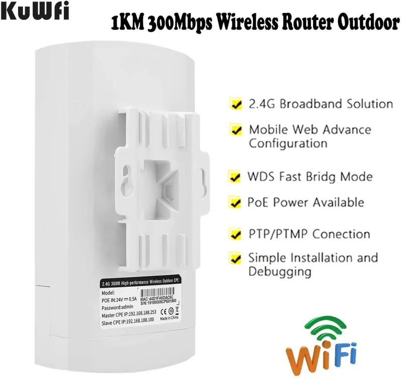 KuWFi Bundle of Goods Wireless WiFi Bridge and Wireless Security Camera