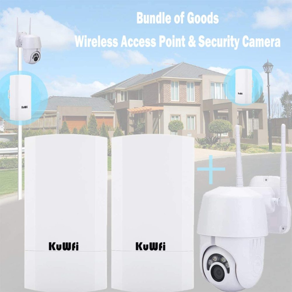 KuWFi Bundle of Goods Wireless WiFi Bridge and Wireless Security Camera