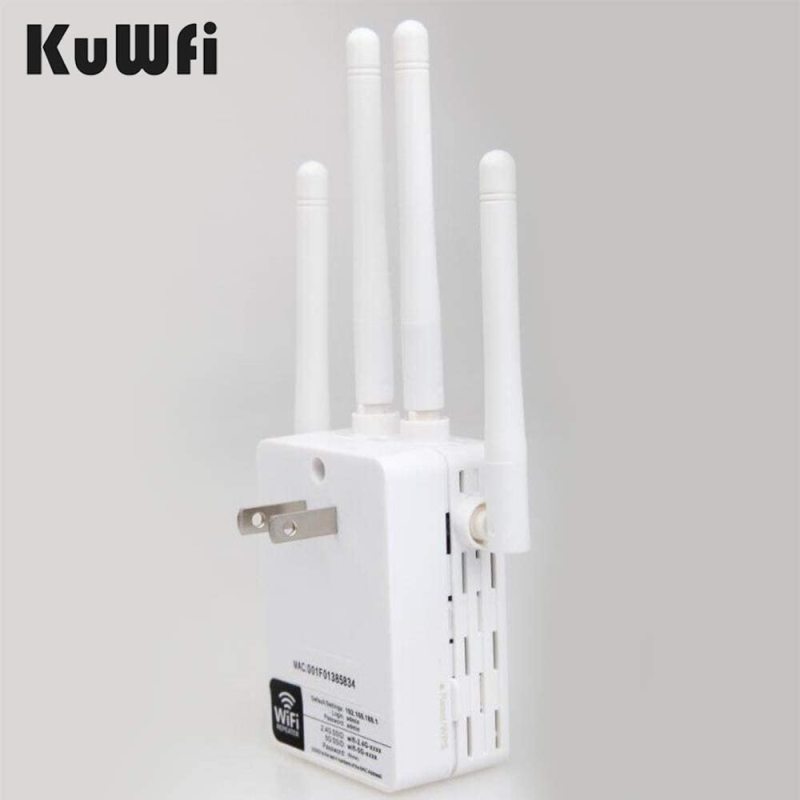 KuWFi  firmware WiFi Range Extender 1200Mbps Repeater with Ethernet Ports 2.4 &amp; 5GHz Dual Band Signal Booster for The House (US Plug)