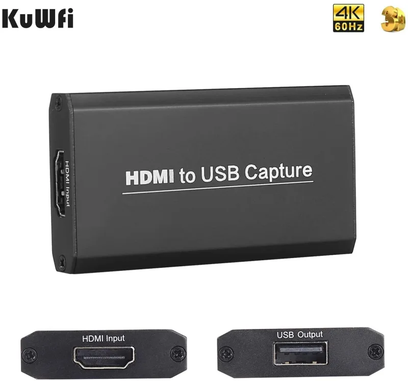 KuWFi best price 4K/30Hz HDMI Video Capture Card Dongle Capture Resolution up to 1080P/30Hz Input Resolution up to 4K/30Hz For live Game Capture