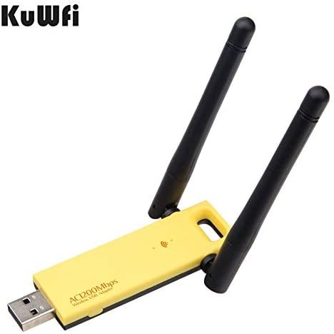 KuWFi USB Wireless Adapter AC 1200mbps USB WiFi Adapter Dual Band USB WiFi Adapter for Faster WiFi-Wireless Adapter for Desktop and Laptop-1200Mbps Du