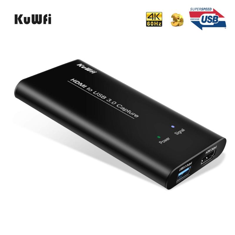 KuWFi HDMI USB Video Capture Device Card HD Video Converters Live Stream Broadcast 1080P with MIC Input Drive-Free for Live Video