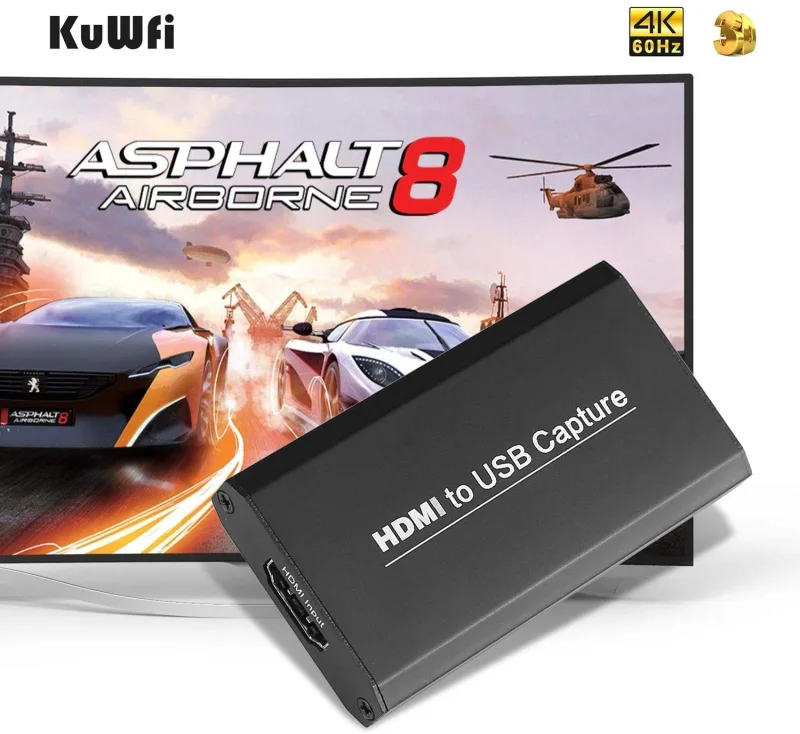 KuWFi best price 4K/30Hz HDMI Video Capture Card Dongle Capture Resolution up to 1080P/30Hz Input Resolution up to 4K/30Hz For live Game Capture