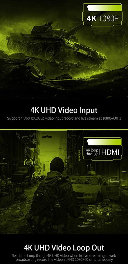 KuWFi Game Capture Card 4K HDMI to USB3.0 HD Video Converters Live Streaming Capture Device with MIC Input for Game Streaming