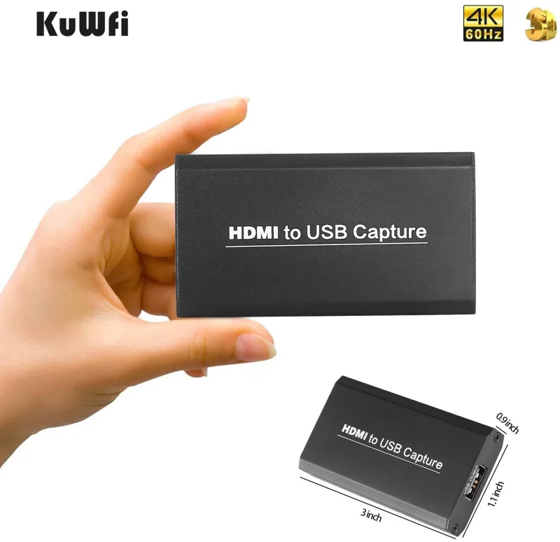 KuWFi best price 4K/30Hz HDMI Video Capture Card Dongle Capture Resolution up to 1080P/30Hz Input Resolution up to 4K/30Hz For live Game Capture