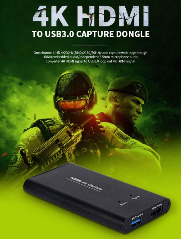 KuWFi Game Capture Card 4K HDMI to USB3.0 HD Video Converters Live Streaming Capture Device with MIC Input for Game Streaming