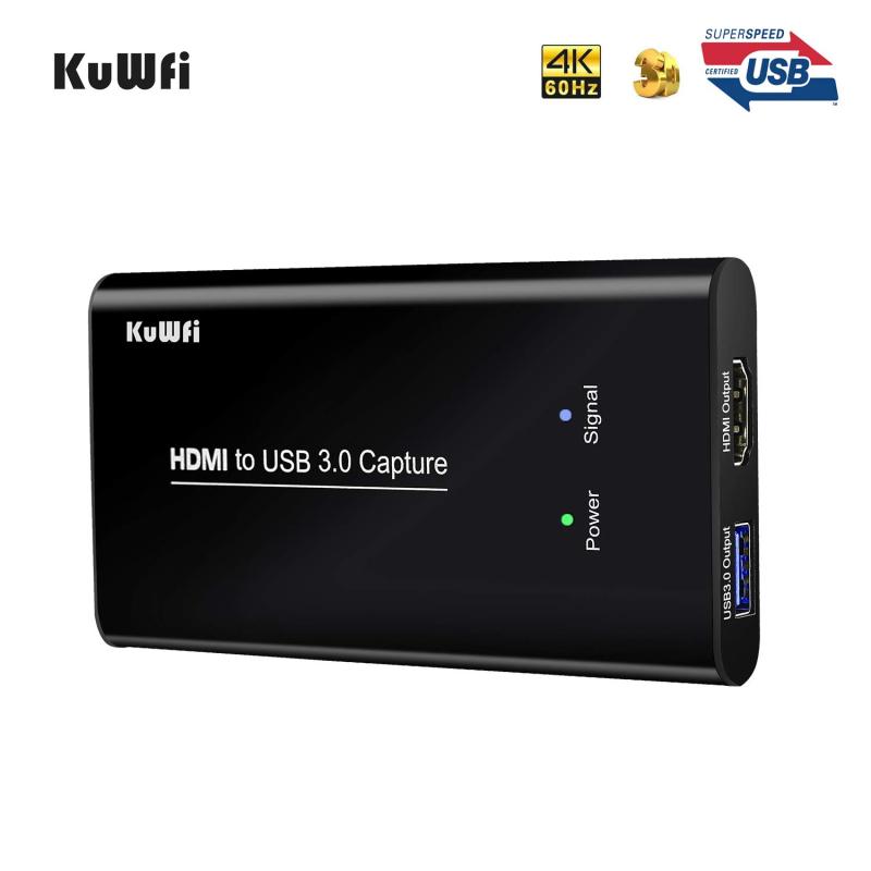 KuWFi HDMI USB Video Capture Device Card HD Video Converters Live Stream Broadcast 1080P with MIC Input Drive-Free for Live Video