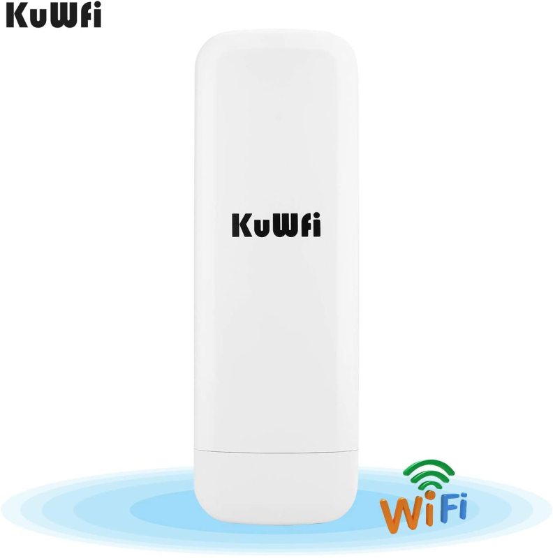 KuWFi Outdoor CPE WiFi 300Mpbs 2.4G Waterproof Outdoor CPE 1W High Power 3KM Long Range Wireless Outdoor AP Access Point CPE with POE Adapter