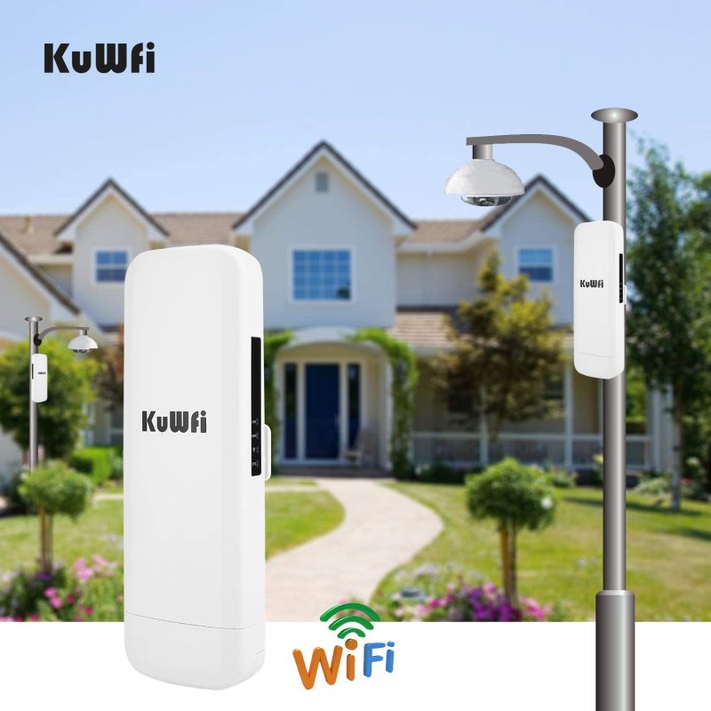 KuWFi Outdoor CPE WiFi 300Mpbs 2.4G Waterproof Outdoor CPE 1W High Power 3KM Long Range Wireless Outdoor AP Access Point CPE with POE Adapter