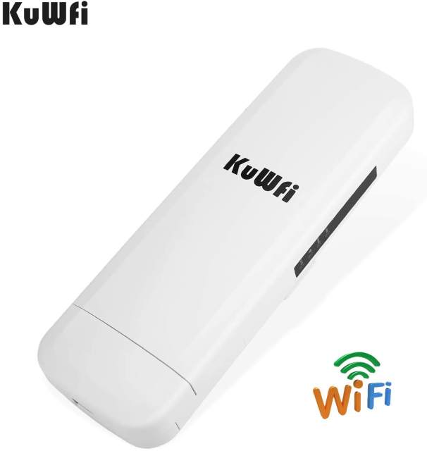 KuWFi Outdoor CPE WiFi 300Mpbs 2.4G Waterproof Outdoor CPE 1W High Power 3KM Long Range Wireless Outdoor AP Access Point CPE with POE Adapter