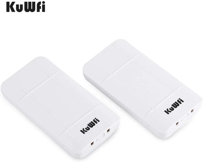 KuWFi 2-Pack Long Range WiFi Extender Outdoor Wireless Bridge 2.4GHz 300Mbps Pre-configured Nano Station Indoor &amp; Outdoor Point to Point Wireless Brid