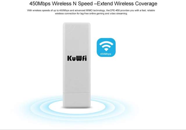KuWFi WIFI Router 5.8Ghz Wireless Outdoor CPE 2Km Long Range 900Mbps WIFI Repeater Extender Outdoor AP Router AP Bridge Client