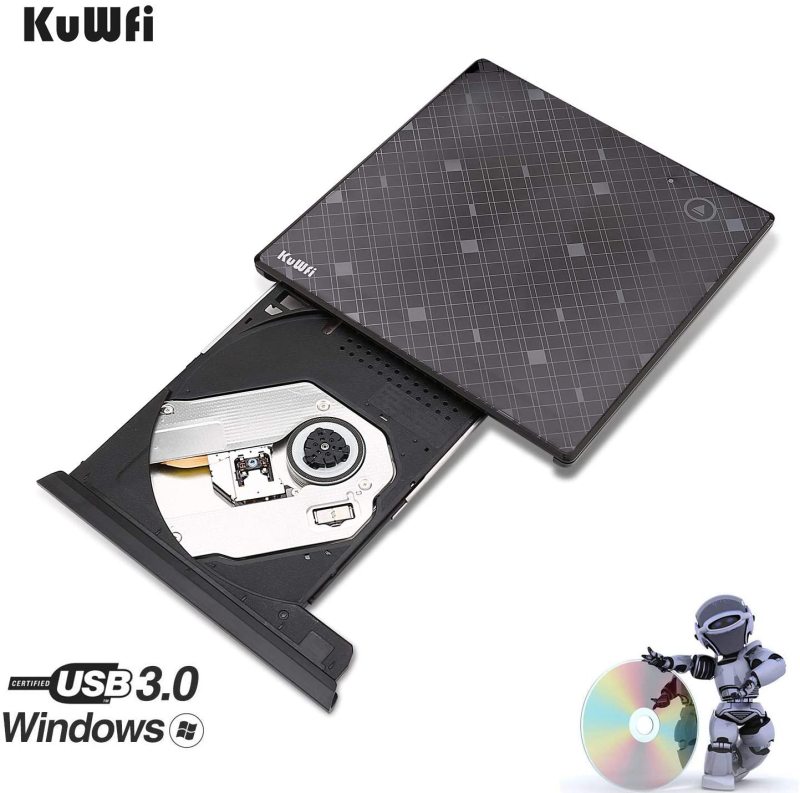 KuWFi 3.0 DVD RW Optical Drive CD/DVD ROM Player External DVD Burner High-Speed DVD+/-RW Burner Player Touch Control for for Windows 10/7/8/MAC OS Lap