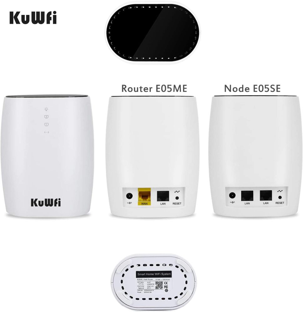 KuWFi Whole Home Mesh WiFi System 3-Pack AC3600 High Speed Seamless Roaming WiFi Network Dual Band 2.4G&5.8G Router for Whole Home Coverage