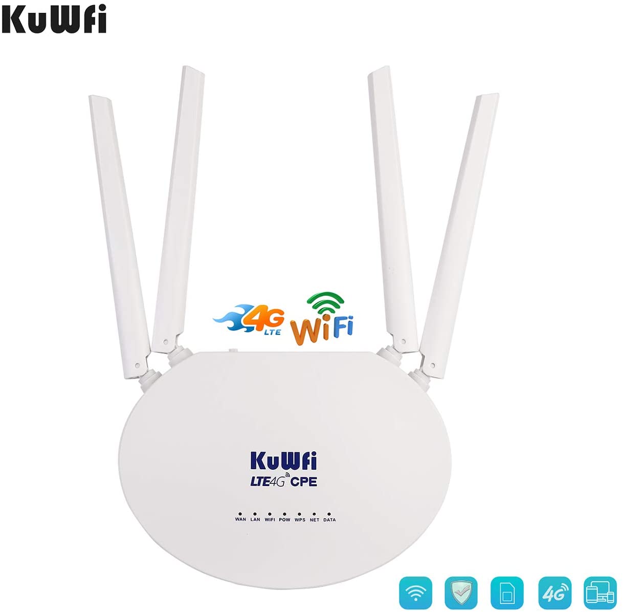 KuWFi 4G LTE SIM Router Wireless WiFi Internet 300Mbps Unlocked
