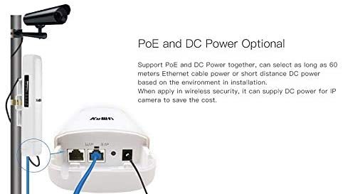 KuWFi 900Mbps 5.8G Outdoor Bridge, Waterproof Outdoor CPE 1W High Power 3-5KM Long Range Wireless Outdoor AP Access Point CPE with POE Adapter &15dbi