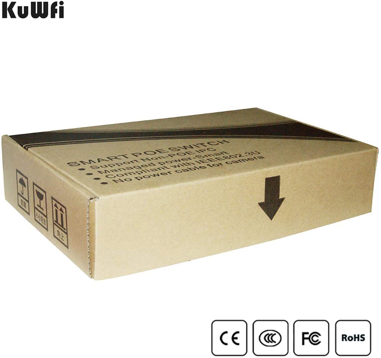 KuWFi firmware  6-Port Ethernet Network Switch 2 Port Uplink 802.3AT/AF 72W Cat5 Unmanaged Metal Smart Desktop Network Power Over Ethernet Injector Sp
