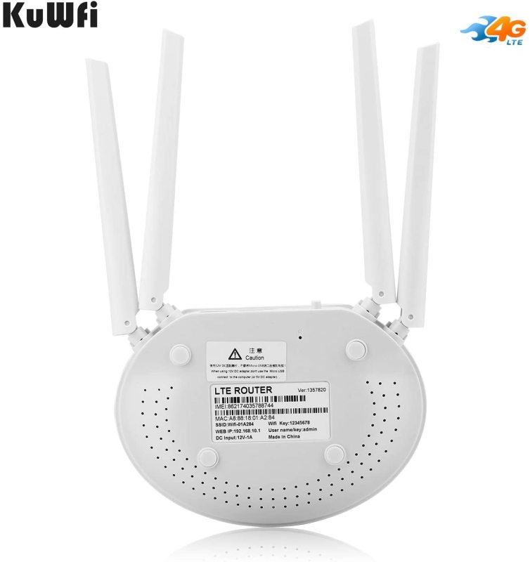 wireless router KuWFi 4G LTE SIM Router Wireless WiFi Internet 300Mbps Unlocked with 4pcs Non-Detachable Antennas Mobile WiFi Hotspot support network