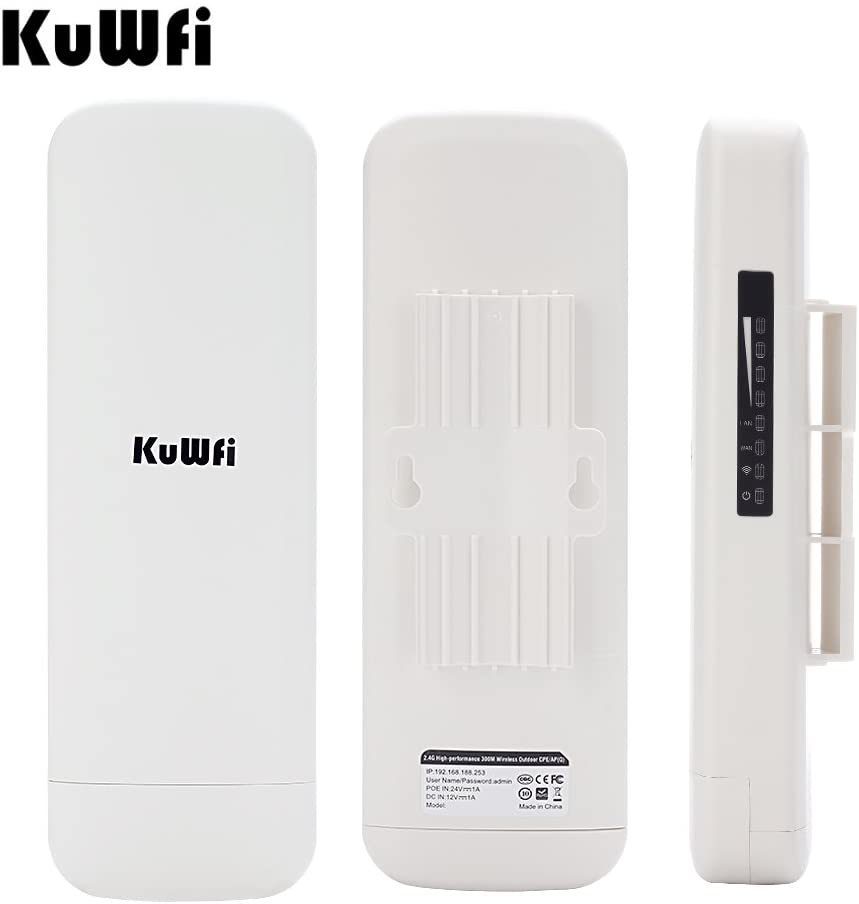 KuWFi 900Mbps 5.8G Outdoor Bridge, Waterproof Outdoor CPE 1W High Power 3-5KM Long Range Wireless Outdoor AP Access Point CPE with POE Adapter &15dbi