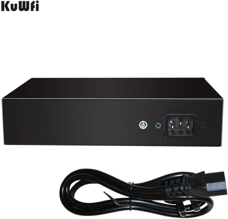 KuWFi firmware  6-Port Ethernet Network Switch 2 Port Uplink 802.3AT/AF 72W Cat5 Unmanaged Metal Smart Desktop Network Power Over Ethernet Injector Sp