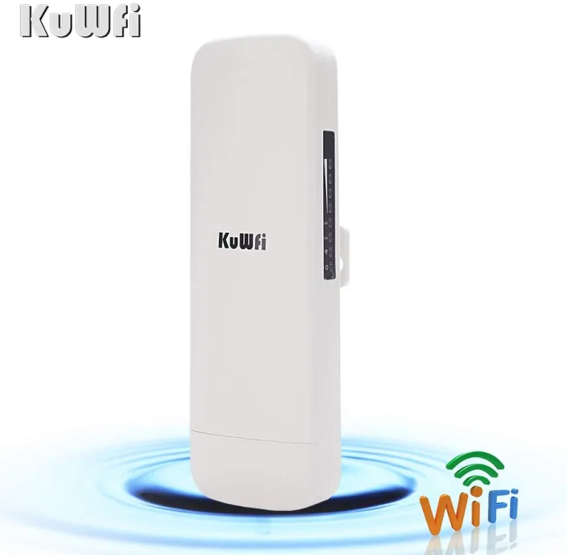 KuWFi 900Mbps 5.8G Outdoor Bridge, Waterproof Outdoor CPE 1W High Power 3-5KM Long Range Wireless Outdoor AP Access Point CPE with POE Adapter &amp;15dbi