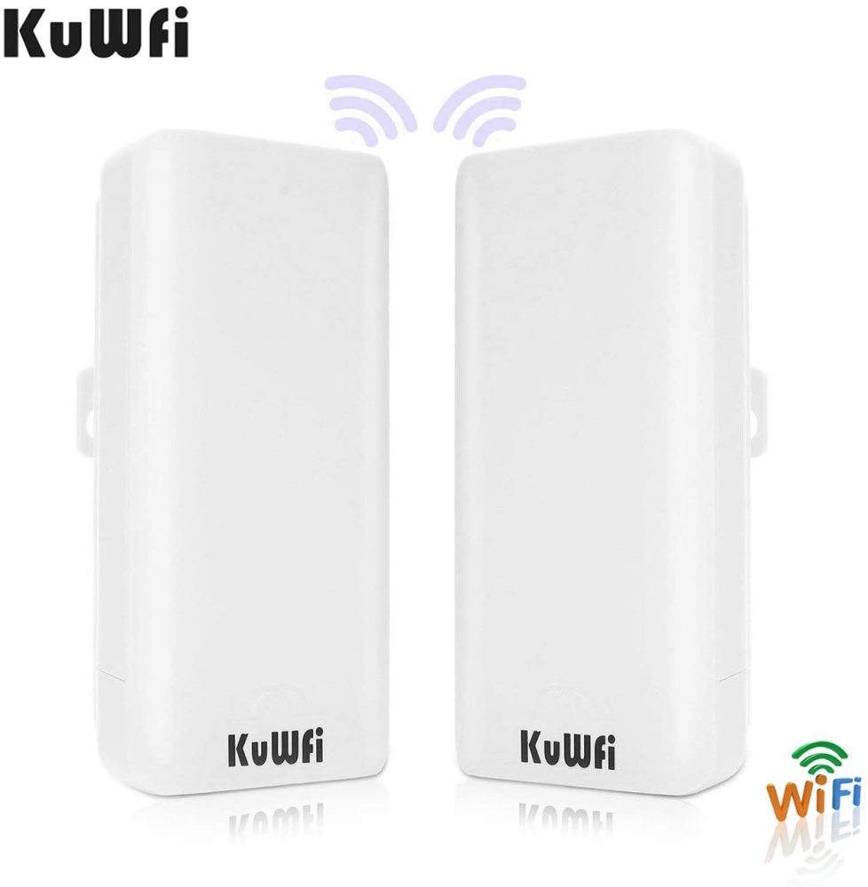 KuWFi 2-Pack 300Mbps Wireless Bridge CPE Kit,Indoor&Outdoor Point-to-Point Bridge/CPE Supports 2KM Transmission Distance Solution for PTP, PTMP Applic