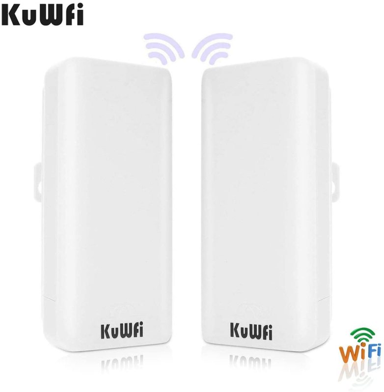 KuWFi 2-Pack 300Mbps Wireless Bridge CPE Kit,Indoor&amp;Outdoor Point-to-Point Bridge/CPE Supports 2KM Transmission Distance Solution for PTP, PTMP Applic