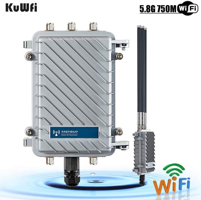 KuWFi firmware Outdoor Wireless WiFi Access Point 11AC 750Mbps Dual-Band 2.4G/5.8G Antennas Waterproof Base Station AP Support AP/WiFi Repeater/WISP
