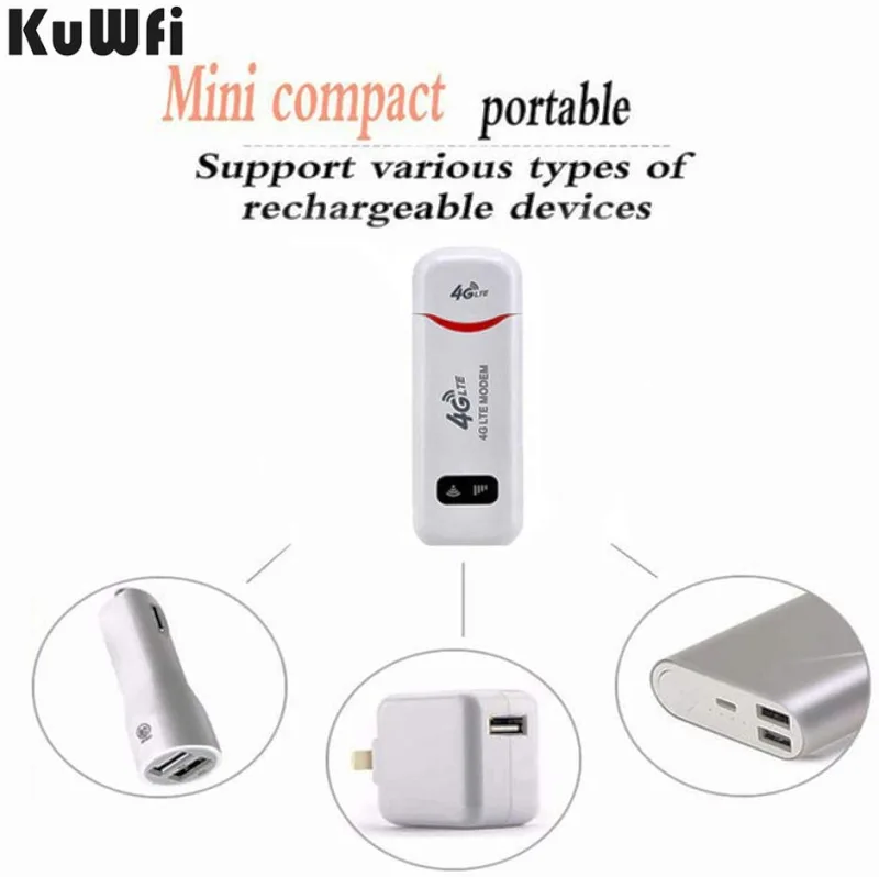 Hotspot WiFi móvil | Dispositivo de punto de acceso Wi-Fi desbloqueado  KuWFi 4G LTE | Router WiFi portátil con ranura para tarjeta SIM para  soporte de