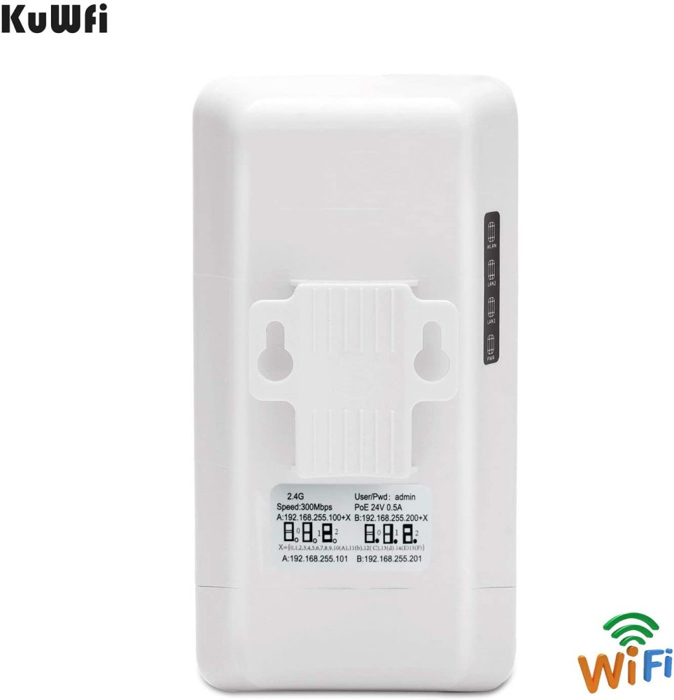 KuWFi 2-Pack 300Mbps Wireless Bridge CPE Kit,Indoor&Outdoor Point-to-Point Bridge/CPE Supports 2KM Transmission Distance Solution for PTP, PTMP Applic