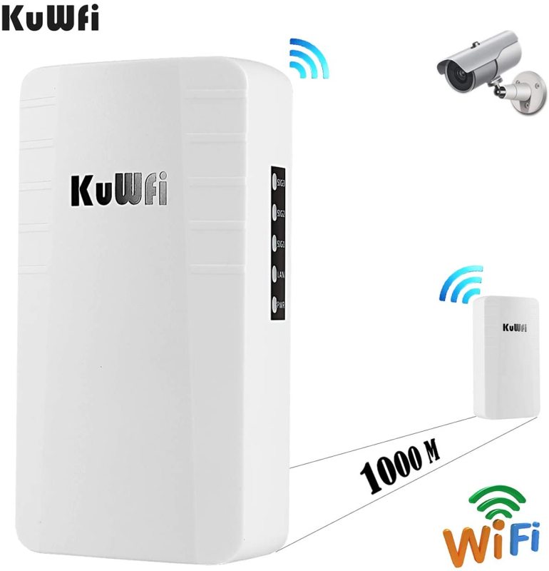 KuWFi Wireless WiFi Bridge Outdoor AP 2.4G 300Mbps Point to Point Wireless Access Points with RJ45 for Security Monitoring Outdoor WiFi Transmission u
