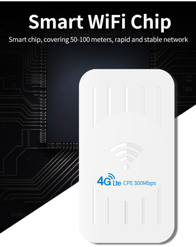 4G CPE Outdoor  Router FDD/TDD 3G/4G Wifi Sim Card 300Mbps Wireless Wifi Repeater With 24V POE Adapter Up to 32 Users