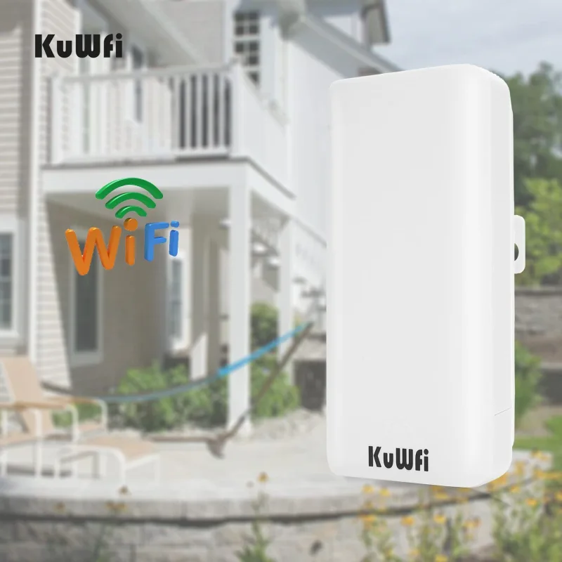 KuWFi 2-Pack 300Mbps Wireless Bridge CPE Kit,Indoor&amp;Outdoor Point-to-Point Bridge/CPE Supports 2KM Transmission Distance Solution for PTP, PTMP Applic