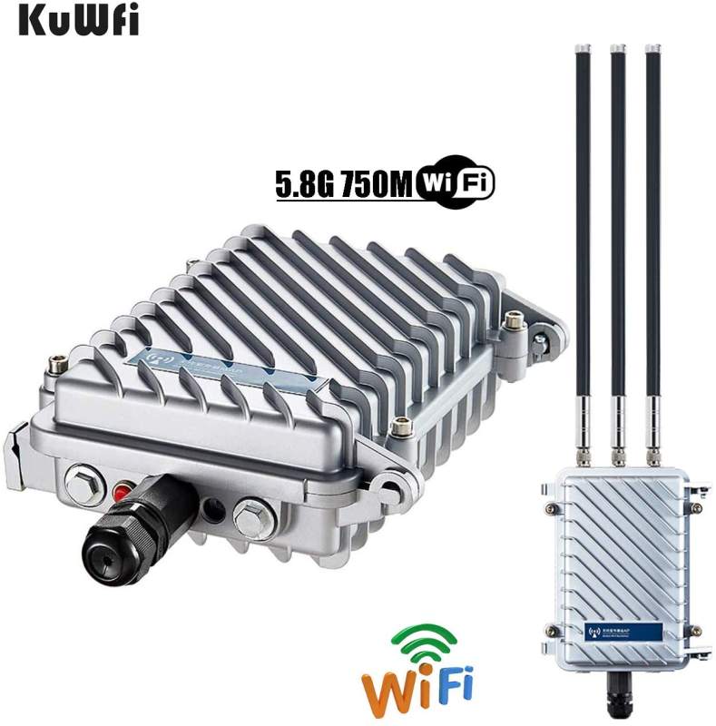 KuWFi firmware Outdoor Wireless WiFi Access Point 11AC 750Mbps Dual-Band 2.4G/5.8G Antennas Waterproof Base Station AP Support AP/WiFi Repeater/WISP