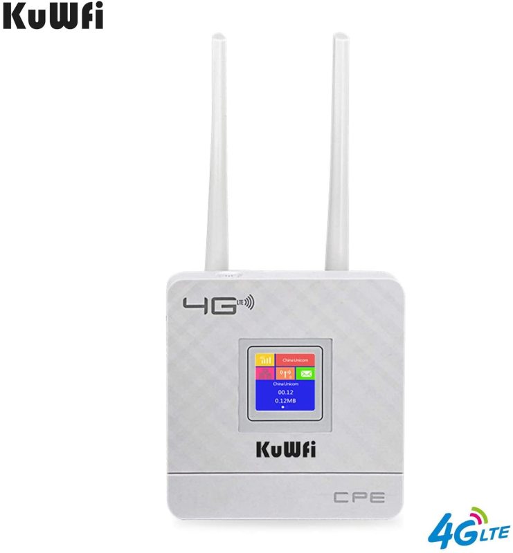 KuWFi 4G LTE CPE Router Cat4 Wireless CPE Router with SIM Card Slot Dual External Antennas for Home/Office Support 10users