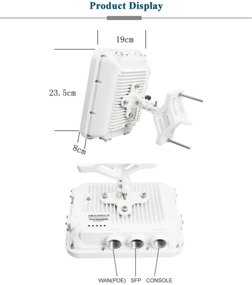 KuWFi Wireless Outdoor Access Point AP Router 1200Mbps Gigabit 802.11AC Dual Band WiFi with 4x8 dBi Antenna WiFi Cover Base Station High Power WiFi Co