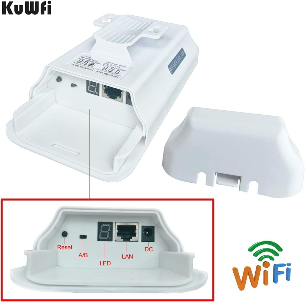 KuWFi 2-Pack 300Mbps Wireless Bridge CPE Kit,Indoor&Outdoor Point-to-Point Bridge/CPE Supports 2KM Transmission Distance Solution for PTP, PTMP Applic