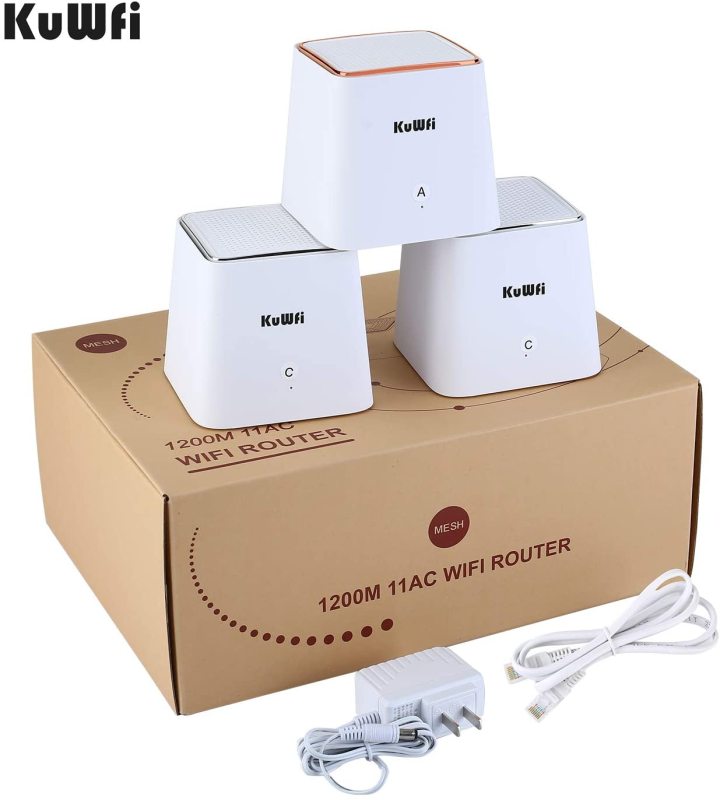 KuWFi Whole Home Mesh WiFi System Dual Band 1.2Gbps High Performance WiFi Extender Replacement Home’s WiFi Coverage to Eliminate No Signal Zone[3 Pack