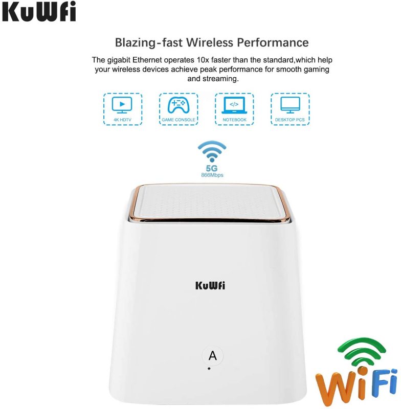 KuWFi Whole Home Mesh WiFi System Dual Band 1.2Gbps High Performance WiFi Extender Replacement Home’s WiFi Coverage to Eliminate No Signal Zone[3 Pack