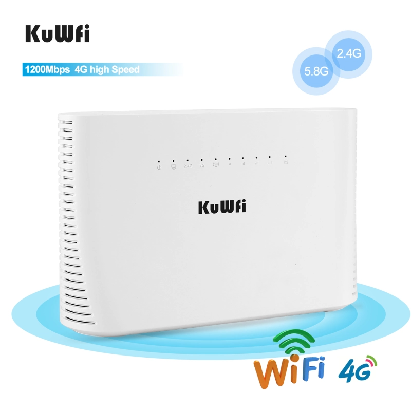 KuWFi Firmware 4G Router SIM 1200Mbps 2.4G&amp;5G Wireless  WIFI Router Unlocked FDD/TDD With RJ45/RJ11 Port Up to 64 Wifi Users